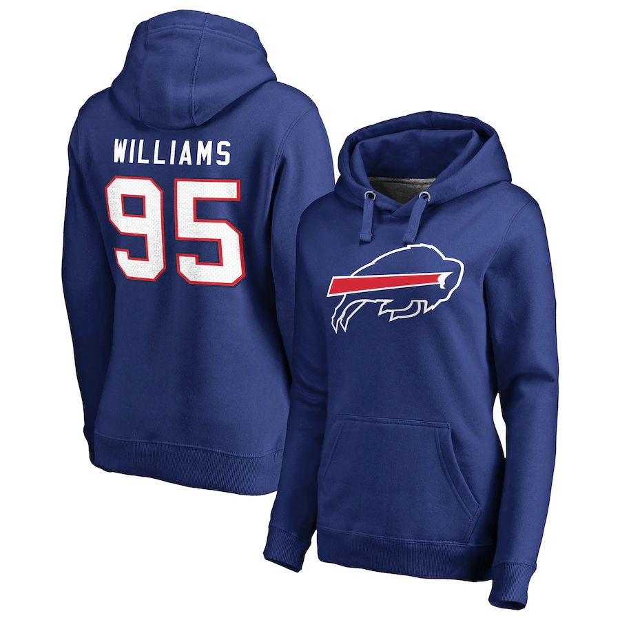 Women Buffalo Bills 95 Kyle Williams NFL Pro Line by Fanatics Branded Royal Player Icon Name & Number Pullover Hoodie